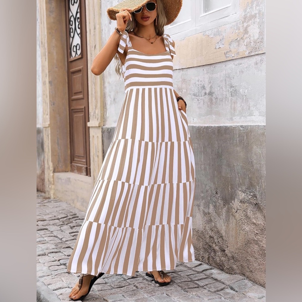 Long Striped Flowy Maxi Dress -NWT